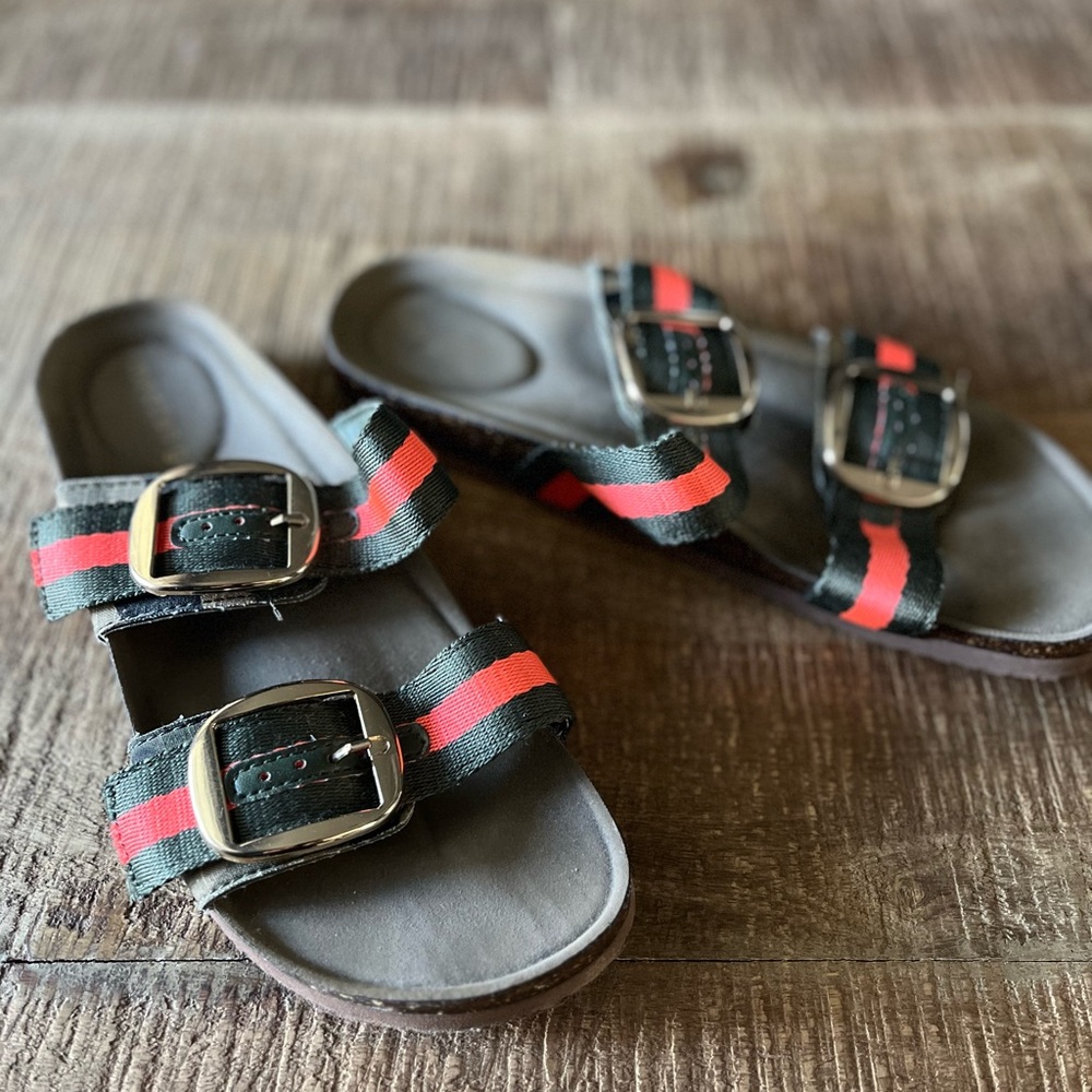 Madden Girl Camo and Orange Sandals -